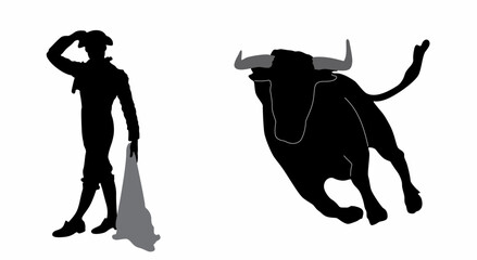 Wall Mural - bullfighting torero silhouette vector, on white background