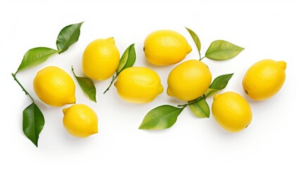 Wall Mural - Composition with lemons isolated on white background. isolated on white background,. Created using Generative AI Technology