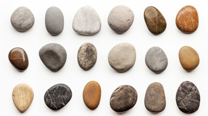 Wall Mural - Group Set Stones isolated on white background isolated on white background,. Created using Generative AI Technology