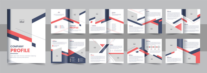 Wall Mural - corporate company profile layout vector, modern 16 pages corporate brochure design template layout