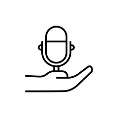 Poster - Microphone outline icons, minimalist vector illustration ,simple transparent graphic element .Isolated on white background