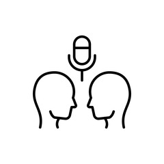 Poster - Talking outline icons, minimalist vector illustration ,simple transparent graphic element .Isolated on white background