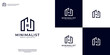Linear Home, building real estate vector icon logo design template.