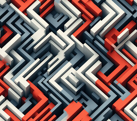 Poster - 3D Block Print Seamless Patterns