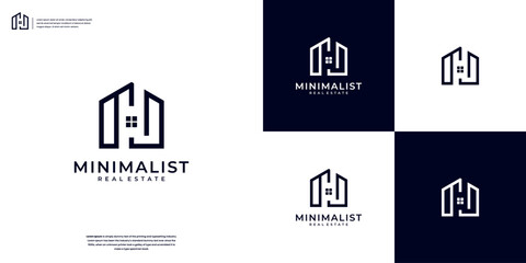 Wall Mural - Linear Home, building real estate vector icon logo design template.