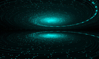Fototapete - Blue cosmic particle helix Internet technology technical background
