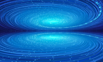 Fototapete - Blue cosmic particle helix Internet technology technical background
