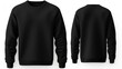 Blank sweatshirt color black template front and back view on white background. crew neck mock up isolated on white background,. Created using Generative AI Technology
