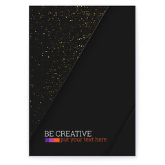 Wall Mural - Glittering effect with golden dust on black Poster design Layered style