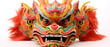 Chinese lion dance head, China Lunar New Year dragon mask on white background