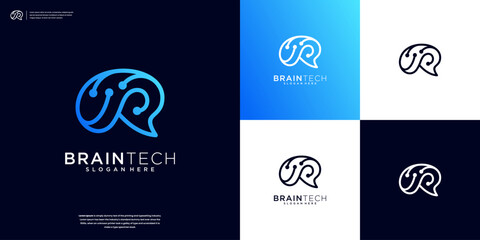 Wall Mural - Minimalist Digital Brain Logo Design inspiration