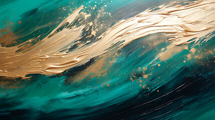 Wall Mural - Abstract textured background of oil painting, golden brush strokes, splash, wavy