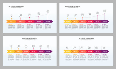 Milestone Achievement Infographic with 5 and 6 Steps and Editable Text for Business Plans, Business Reports, and Website Design.