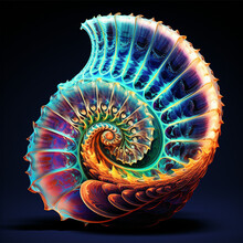 A Beautiful Brightly Colored Shell Shape On A Black Background