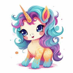 Aufkleber - Generative AI A delightful creature resembling a tiny unicorn, yet with whimsical