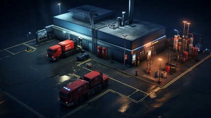Poster - Generative AI Aerial Shot of Truckstop Services