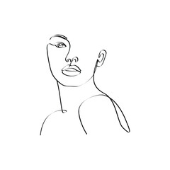 Wall Mural - Woman face line art elegance minimalist girl artwork