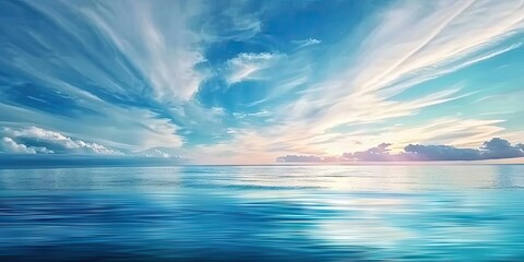 Wall Mural - coastal serenity tranquil seascape with clear blue sky capturing beauty of sunny day by ocean perfec