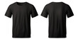 Men's black t-shirt mockup template front and back isolated transparent, Generative AI