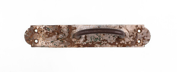 Poster - old rusty door handle isolated on white background