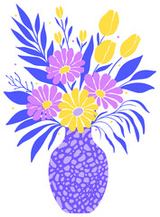 Poster - Sticker with  flowers in vase.