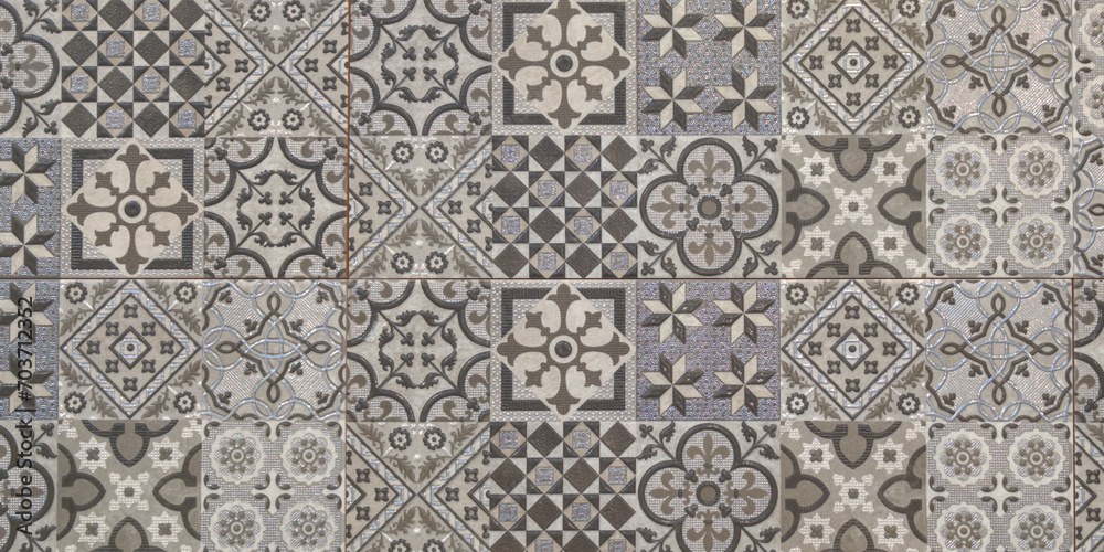 Header Tile background seamless texture of old stone wall Azulejo patchwork tile ...