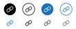 Link line icon set. Web hyperlink symbol in black and blue color.