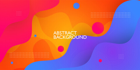 Wall Mural - modern abstract fluid background with blue and orange color wave design with circle 3d pattern backg