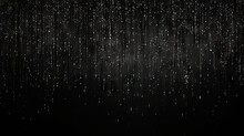 Falling Rain Down On Black Background. Rainy On Blac