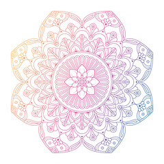 Wall Mural - Round gradient mandala Ornament Pattern on a white isolated background. Mandala with floral patterns