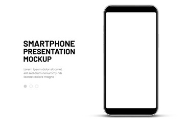 Poster - 3d high quality vector smartphone mockups. Ultra realistic mobile device UI UX mockup for presentation template. Cellphone frame with blank screen isolated templates. 3d isometric illustration.