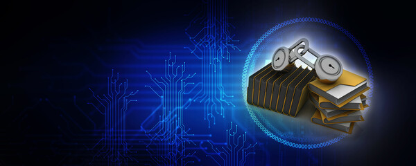 Poster - 3d rendering folder protected lock