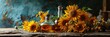 Fresh Sunflower Oil Bottle Flower Frame, Banner Image For Website, Background, Desktop Wallpaper