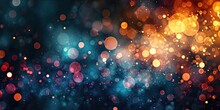 Abstract Background With Bright Highlights Of Light. Dark Background With Blue, Orange And Pink Round Light Spots, Side Panels Of Different Colors 