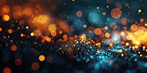 Wall Mural - abstract shining background with bright highlights of light. dark backdrop with yellow and blue roun