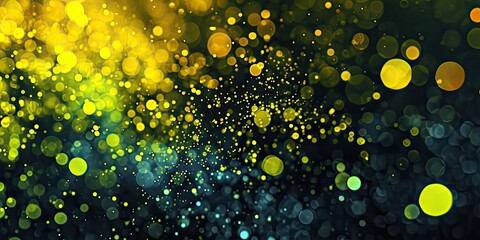 Wall Mural - Abstract background with bright highlights of light. Dark background with yellow and green round light spots, side panels of different colors 