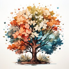 Poster - Generative AI Cute vintage summer tree artwork :