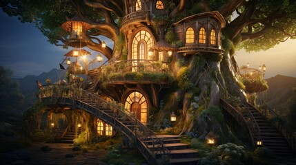 Aufkleber - Generative AI Enchanting Arboreal Home