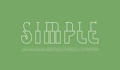Leinwandbilder - Simple long font, modern alphabet, white condensed letters and numbers, vector illustration 10eps