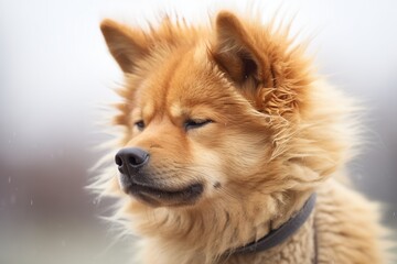 Wall Mural - dingo with fur ruffled by wind, concentrating