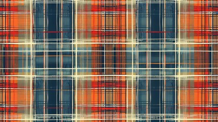 Poster - Generative AI Tiny repeating plaid textile pattern, intricate lines, rich colors, seamless design, detailed linework