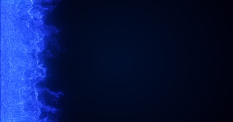 Wall Mural - Abstract blue flame fire energy magical from smoke fog glowing bright electric small particles flying dots on a black background