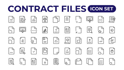 Wall Mural - document line icon set. files symbol collection.outline icon collection.