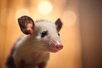 Wall Mural - opossum staring intently, nocturnal setting
