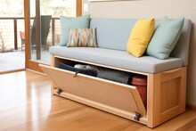 Hidden Storage Bench With Cushions For Garage Seating