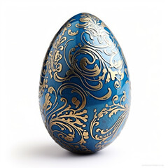 Poster - Blue easter egg isolated on white background