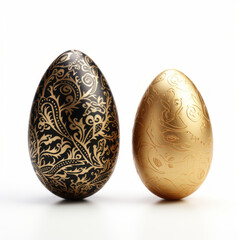 Wall Mural - Two easter egg isolated on white background