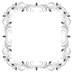 Wall Mural - Floral frame. Ornament with flowers and foliage in retro style isolated on white background.