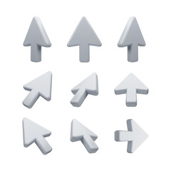 Poster - Set of Cursor Arrows in 3D Style for Digital Interface Design - a collection of digital cursor icons suitable for web design, user interface elements, and applications.