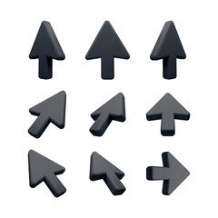 Poster - Stylish Black 3D Cursors Collection for User Interface and Graphic Design - featuring sleek arrow icons ideal for modern UI UX designs.